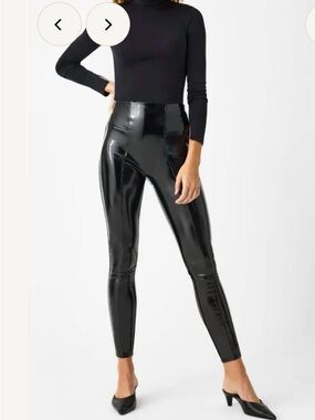 Spanx Faux Patent Leather Black Leggings